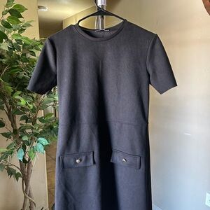 Zara Black Sued Midi Dress
